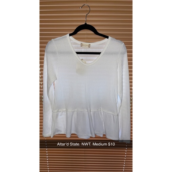 Altar'd State Tops - Altar’d State Waffle Knit Long Sleeve Blouse